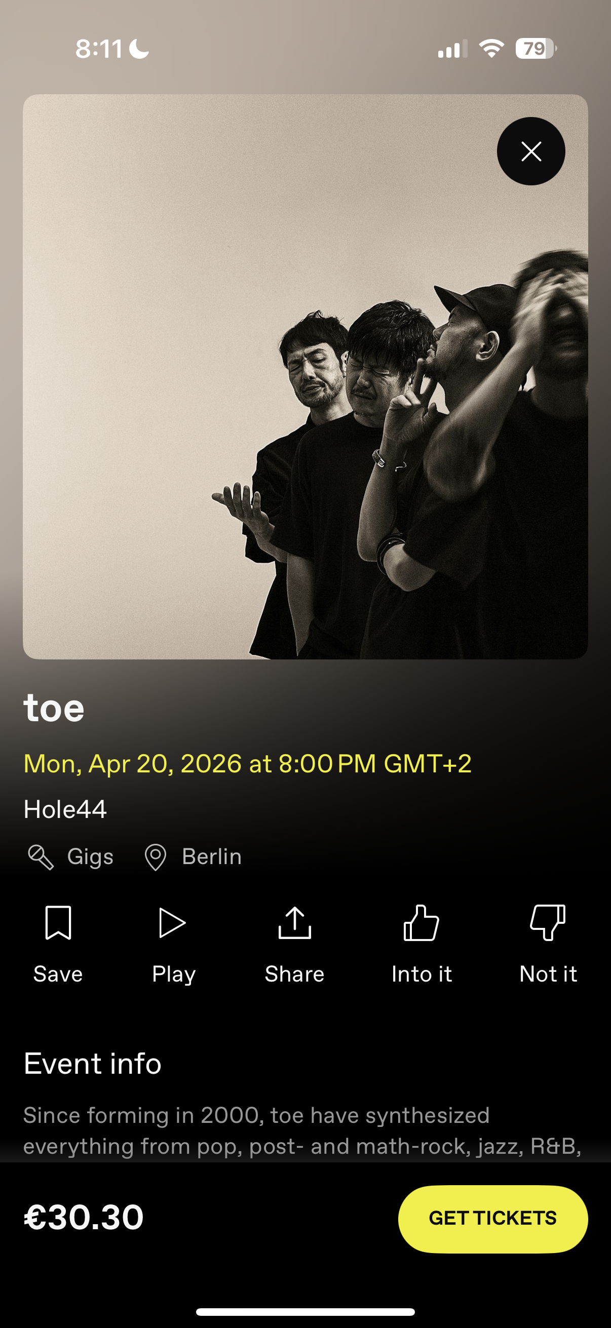 DICE 모바일 앱 이벤트 상세 스크린 1