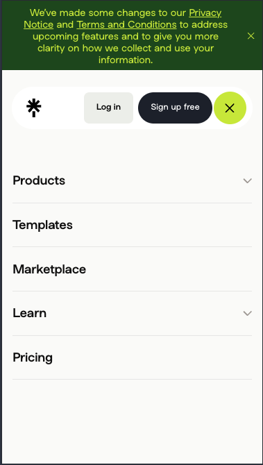 Linktree의 모바일 메뉴 UI: https://linktr.ee/