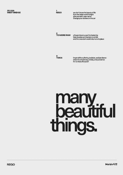 REGO X TO MORE RAW X TOKAI: many beautiful things.